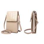 Brand Designer Small Crossbody Phone Bag, Women's Stone Pattern PU Leather Female Shoulder Purse