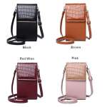 Brand Designer Small Crossbody Phone Bag, Women's Stone Pattern PU Leather Female Shoulder Purse