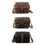 Vintage Oil Wax Canvas Leather Shoulder Bag Shockproof Waterproof Canvas Crossbody Bag