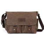 Mens Vintage Oil Wax Canvas Shoulder Bag Shockproof Camera Bag Waterproof Canvas Crossbody Bag