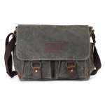 Mens Vintage Oil Wax Canvas Shoulder Bag Shockproof Camera Bag Waterproof Canvas Crossbody Bag