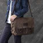 Mens Vintage Oil Wax Canvas Shoulder Bag Shockproof Camera Bag Waterproof Canvas Crossbody Bag