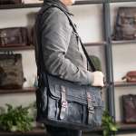 Waterproof Waxed Canvas Shulder Bag Men Business Vintage Shoulder Bag Briefcase Bag