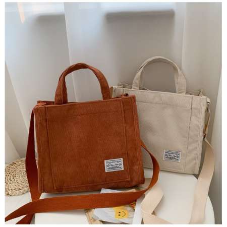 Luxury Designer Corduroy Ladies Handbag, New Trend Single Shoulder Bag, Solid Color Tote Bag