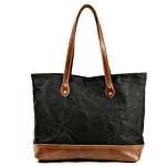 Fashion Retro Waxed Canvas Handbag, Casual Carry Bag, Waterproof Large Capacity Leather Tote Bag