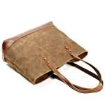 Fashion Retro Waxed Canvas Handbag, Casual Carry Bag, Waterproof Large Capacity Leather Tote Bag