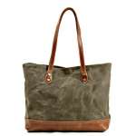 Fashion Retro Waxed Canvas Handbag, Casual Carry Bag, Waterproof Large Capacity Leather Tote Bag