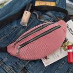 Women Corduroy Waist Bag Ladies New Designer Canvas Fanny Pack Fashion Bag