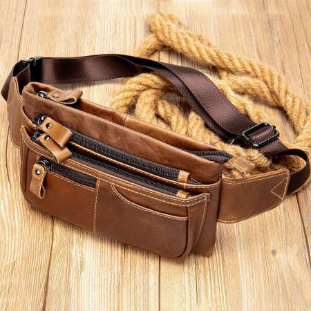 Leather Belt Bag, Men Genuine Leather Waist Bag, Men Belt Bag, Men's Waist Pack