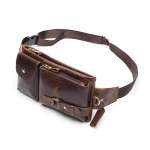 Genuine Leather Waist Bag, Waterproof Hip Belt Bag, Crossbody Sling